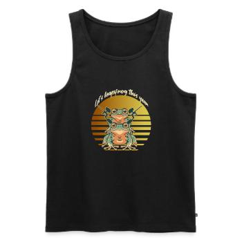 let's leapfrog this year, paintball tecnique - Men's Premium Organic Tank Top - black - Front - AI Model Male 178 light (178cm)