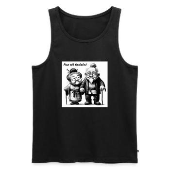 Nur nit hudeln! - Männer Premium Bio Tank Top - Schwarz - Vorne - Michal (187cm)