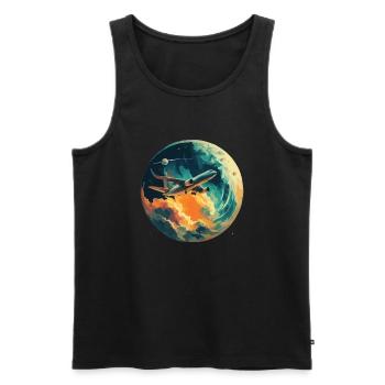 Global Flight : un voyage autour de la Terre - Débardeur bio Premium Homme - noir - Devant - AI Model Male 178 light (178cm)