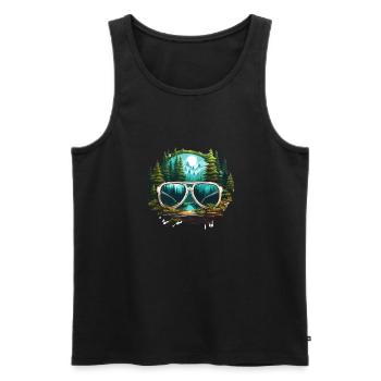 Sunglasses / Reflection / Forest / Reflection - Men's Premium Organic Tank Top - black - Front - AI Model Male 178 light (178cm)