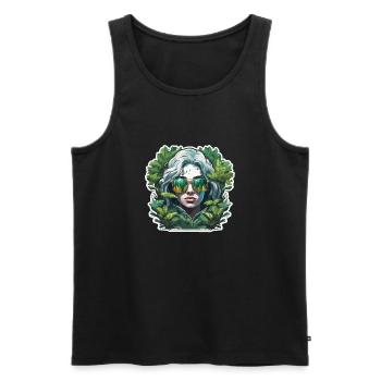 Frau / hübsch / Porträt / buntes Haar / Model - Männer Premium Bio Tank Top - Schwarz - Vorne - Michal (187cm)