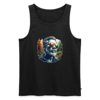 Sonnenbrille / Mann / Wald / Porträt / Kerl - Männer Premium Bio Tank Top - Schwarz - Vorne - AI Model Male 178 light (178cm)