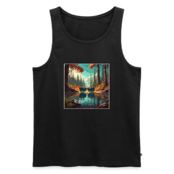 Sunglasses / Reflection / Forest / Reflection - Men's Premium Organic Tank Top - black - Front - AI Model Male 178 light (178cm)