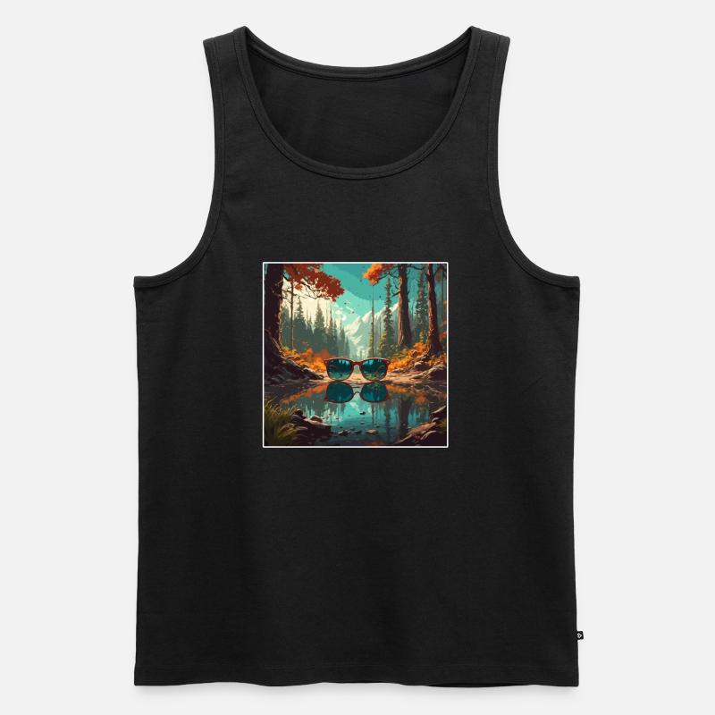 Sunglasses / Reflection / Forest / Reflection - Men's Premium Organic Tank Top - black