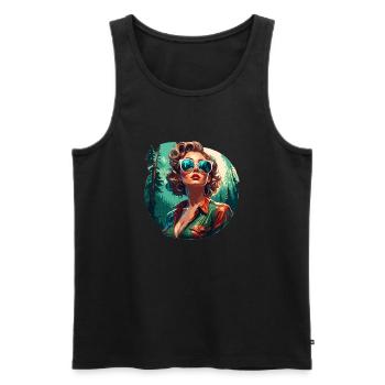 Rockabilly / Pin-up Girl / Girl Power / 50s - Men's Premium Organic Tank Top - black - Front - Michal (187cm)