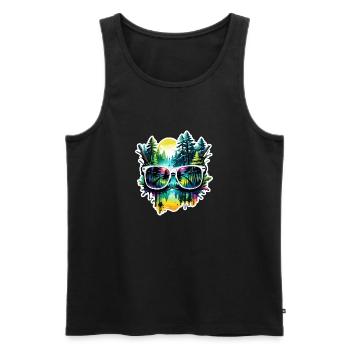 Sunglasses / Reflection / Forest / Reflection - Men's Premium Organic Tank Top - black - Front - AI Model Male 178 light (178cm)