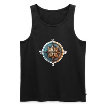 Compass / Cardinal Direction / Travel / Survival - Men's Premium Organic Tank Top - black - Front - AI Model Male 178 light (178cm)