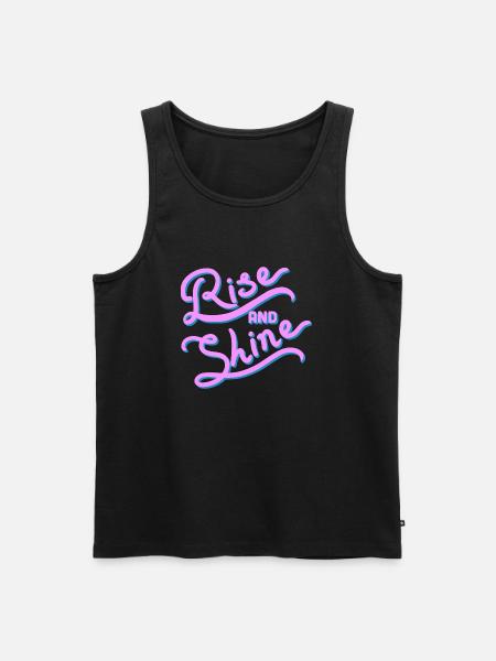 "Rise and shine" Handschrift, rosa und blau - Männer Premium Bio Tank Top - Schwarz