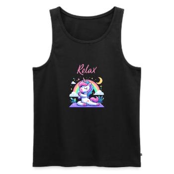 Einhorn Yoga - Männer Premium Bio Tank Top - Schwarz - Vorne - Michal (187cm)
