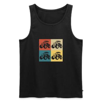 Retro-Vintage-Traktor - Männer Premium Bio Tank Top - Schwarz - Vorne - Michal (187cm)