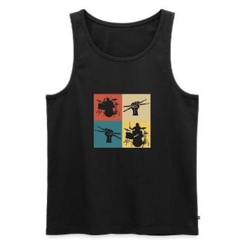 Retro-Vintage-Musik-Schlagzeuger - Männer Premium Bio Tank Top - Schwarz - Vorne - Michal (187cm)