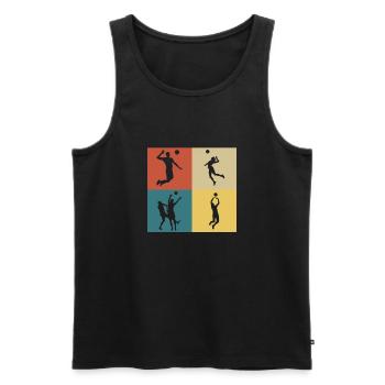 Retro Vintage Volleyball - Männer Premium Bio Tank Top - Schwarz - Vorne - Michal (187cm)
