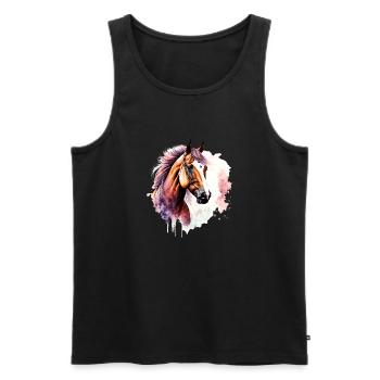Gallop in Style: Majestic Horse Head Sculpture - Männer Premium Bio Tank Top - Schwarz - Vorne - Michal (187cm)