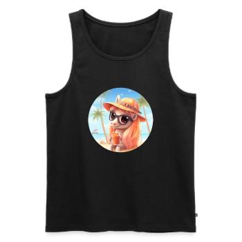 Pony mit Cocktail am Strand - Männer Premium Bio Tank Top - Schwarz - Vorne - Michal (187cm)