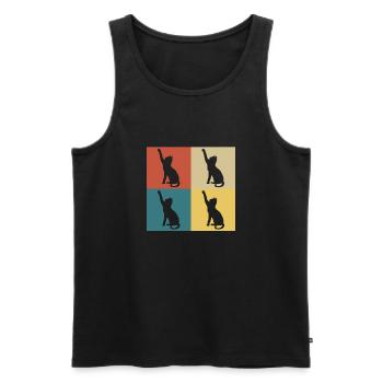 Retro-Vintage-Katze - Männer Premium Bio Tank Top - Schwarz - Vorne - AI Model Male 178 light (178cm)