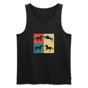 Retro Vintage Pferd - Männer Premium Bio Tank Top - Schwarz - Vorne - Michal (187cm)