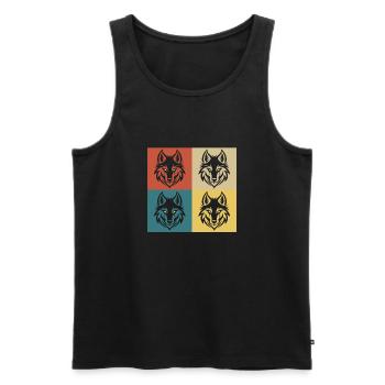 Retro Vintage Wolf - Männer Premium Bio Tank Top - Schwarz - Vorne - AI Model Male 178 light (178cm)