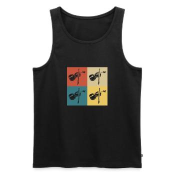 Retro Vintage Geige - Männer Premium Bio Tank Top - Schwarz - Vorne - Michal (187cm)