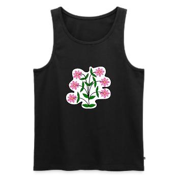 Autocollant Gerbera - Débardeur bio Premium Homme - noir - Devant - AI Model Male 178 light (178cm)