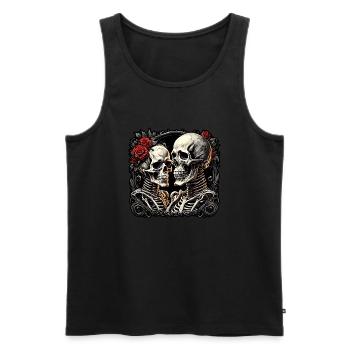 Crâne / Crâne / Squelette / Gothique / Tatouage - Débardeur bio Premium Homme - noir - Devant - Michal (187cm)