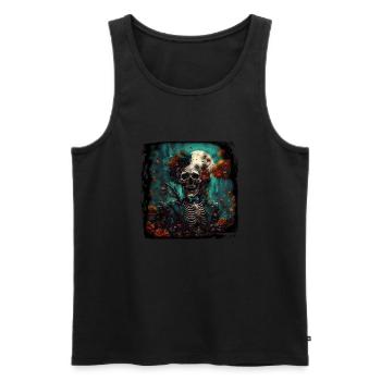 Crâne / Crâne / Squelette / Gothique / Tatouage - Débardeur bio Premium Homme - noir - Devant - Michal (187cm)