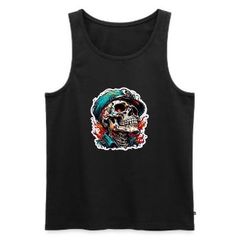 Crâne / Crâne / Squelette / Gothique / Tatouage - Débardeur bio Premium Homme - noir - Devant - Michal (187cm)