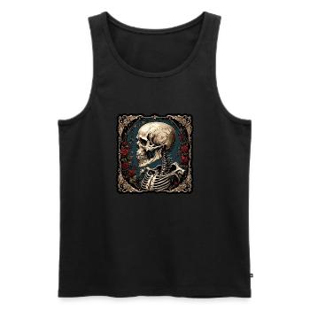 Crâne / Crâne / Squelette / Gothique / Tatouage - Débardeur bio Premium Homme - noir - Devant - Michal (187cm)