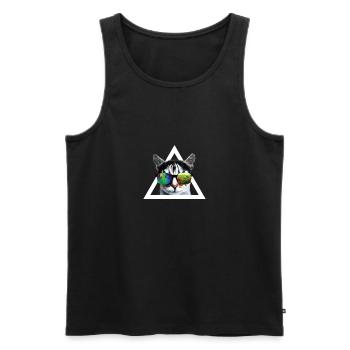 Cool Cat - Men's Premium Organic Tank Top - black - Front - Michal (187cm)