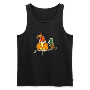 RabatzSpatz vorm ersten Kaffee - Männer Premium Bio Tank Top - Schwarz - Vorne - Michal (187cm)