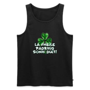 Lá Fhéile Pádraig Sona Duit ! Fête de la Saint-Patrick - Débardeur bio Premium Homme - noir - Devant - Michal (187cm)