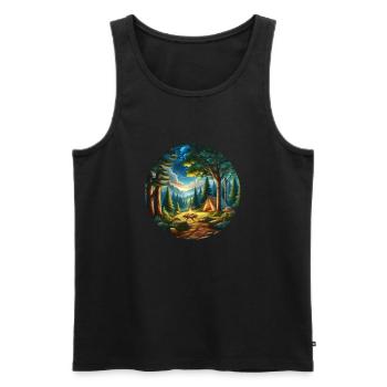 Forest Camp - Tent & Campfire - Men's Premium Organic Tank Top - black - Front - Michal (187cm)