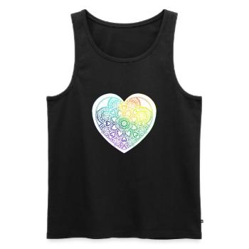 Coeur en Mandala et motifs de zentangle Arc en Cie - Débardeur bio Premium Homme - noir - Devant - Michal (187cm)