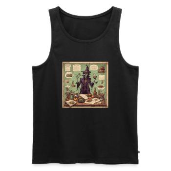 Manuel de la sorcière / grimoire / Halloween / automne - Débardeur bio Premium Homme - noir - Devant - AI Model Male 178 light (178cm)