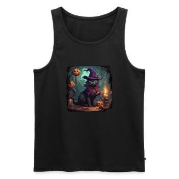 Manuel de la sorcière / grimoire / Halloween / automne - Débardeur bio Premium Homme - noir - Devant - AI Model Male 178 light (178cm)