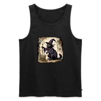 Manuel de la sorcière / grimoire / Halloween / automne - Débardeur bio Premium Homme - noir - Devant - AI Model Male 178 light (178cm)