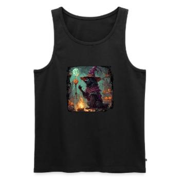 Hexenhandbuch / Zauberbuch / Halloween / Herbst - Männer Premium Bio Tank Top - Schwarz - Vorne - AI Model Male 178 light (178cm)