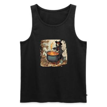 Hexenhandbuch / Zauberbuch / Halloween / Herbst - Männer Premium Bio Tank Top - Schwarz - Vorne - AI Model Male 178 light (178cm)