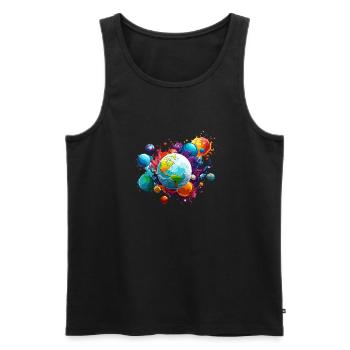 Planets / Solar System / Space / Galaxy - Men's Premium Organic Tank Top - black - Front - AI Model Male 178 light (178cm)
