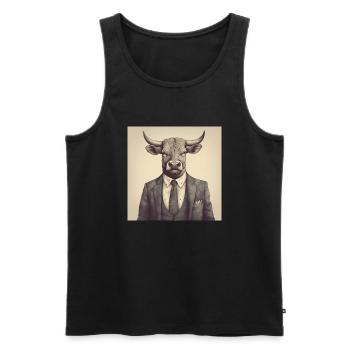 Business Bull - Men's Premium Organic Tank Top - black - Front - AI Model Male 178 light (178cm)
