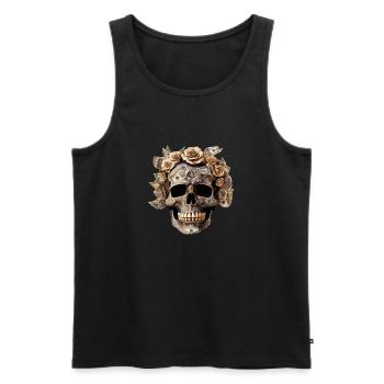 Richesse dorée – Déclaration du crâne - Débardeur bio Premium Homme - noir - Devant - Michal (187cm)