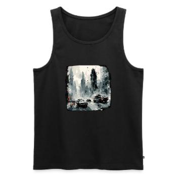 Apocalypse / Apocalypse / Destruction / Anarchie - Débardeur bio Premium Homme - noir - Devant - AI Model Male 178 light (178cm)