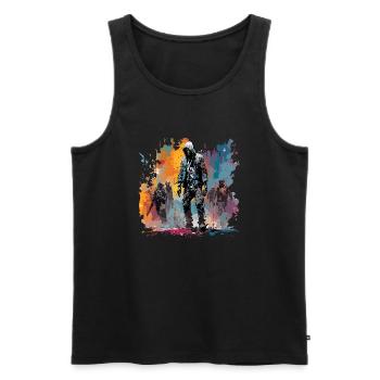 Apocalypse / Apocalypse / Destruction / Anarchie - Débardeur bio Premium Homme - noir - Devant - AI Model Male 178 light (178cm)
