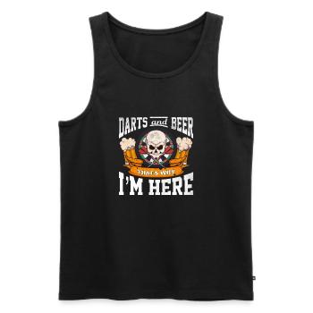 Darts und Bier Darum bin ich hier - Männer Premium Bio Tank Top - Schwarz - Vorne - Michal (187cm)