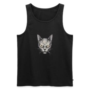 Gesicht Katze - Männer Premium Bio Tank Top - Schwarz - Vorne - AI Model Male 178 light (178cm)