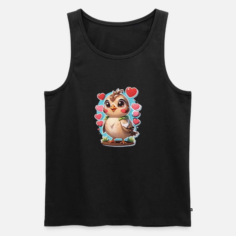 Vogel süß Herzen - Männer Premium Bio Tank Top - Schwarz