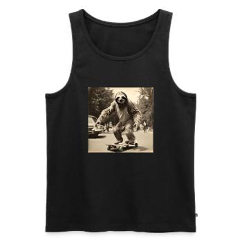 Paresseux / Animal / Photo / Drôle / Skateboard - Débardeur bio Premium Homme - noir - Devant - Michal (187cm)