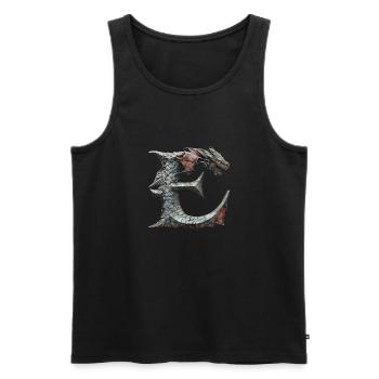 Buchstabe "E" im Drachendesign. - Männer Premium Bio Tank Top - Schwarz - Vorne - AI Model Male 178 light (178cm)