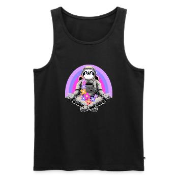 Faultier in Meditation - Männer Premium Bio Tank Top - Schwarz - Vorne - AI Model Male 178 light (178cm)