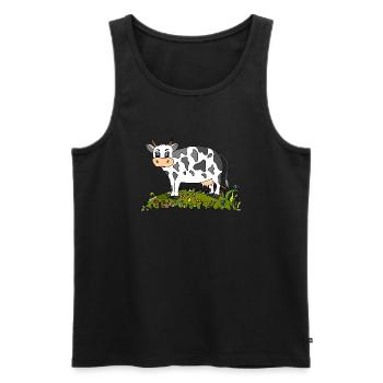 Kuh - Männer Premium Bio Tank Top - Schwarz - Vorne - Michal (187cm)