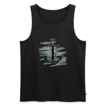 Anchor - Men's Premium Organic Tank Top - black - Front - Michal (187cm)